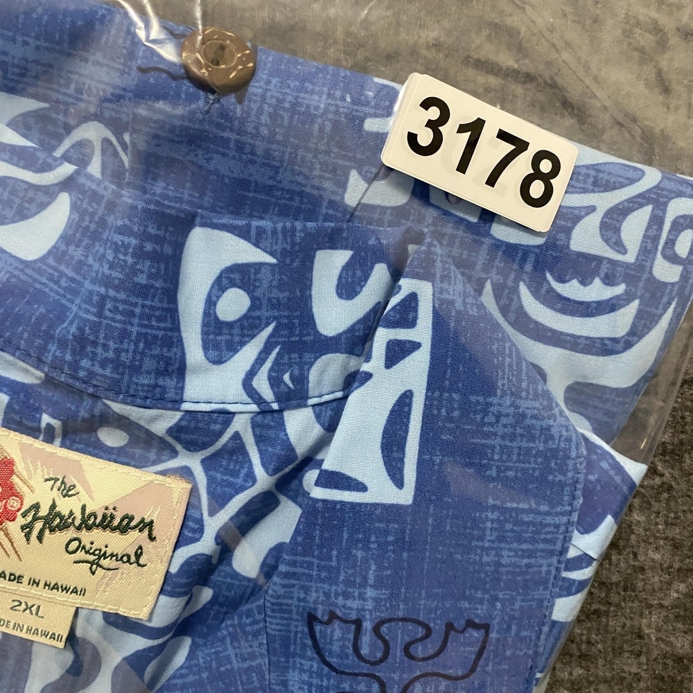 Hilo Hattie Shirt Mens 2XL Blue‎ Geometric Hawaiian Aloha Camp Resort Button Up - Picture 9 of 9